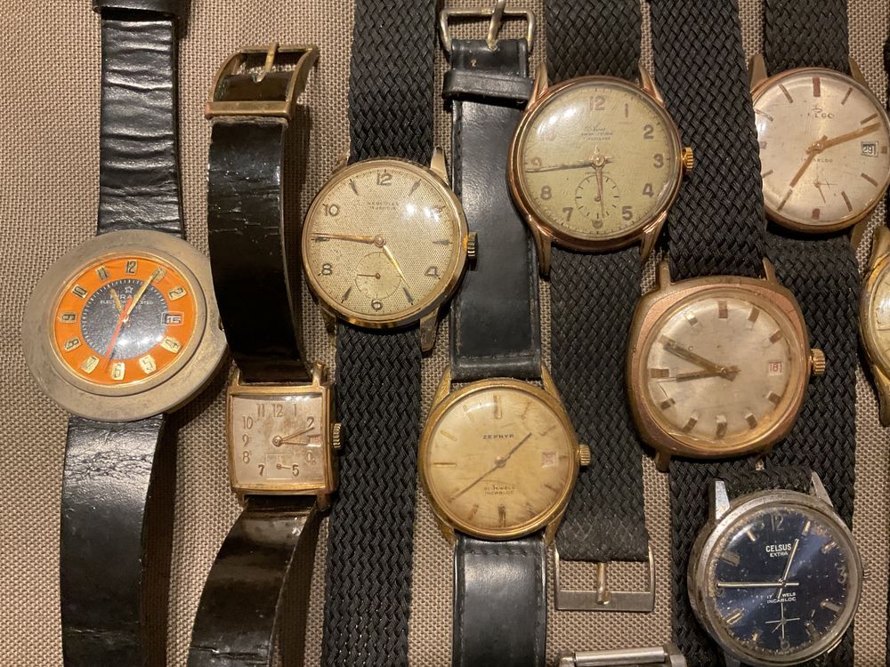 Relógios antigos de diversas marcas, Cauny, Seiko, etc