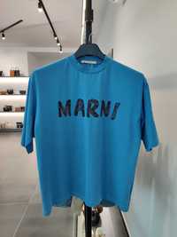 Футболка Marni logo-print t-shirt Blue