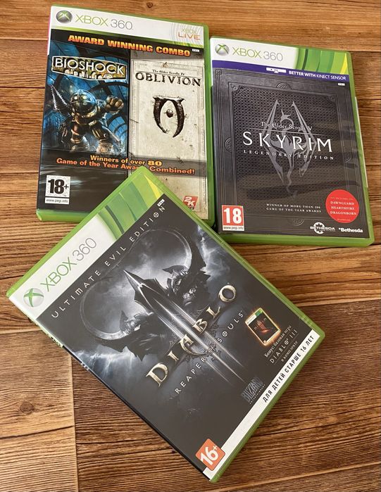 Xbox 360: Halo, Diablo, DMC, Gears of War. Mass Effect, Conan, Prey
