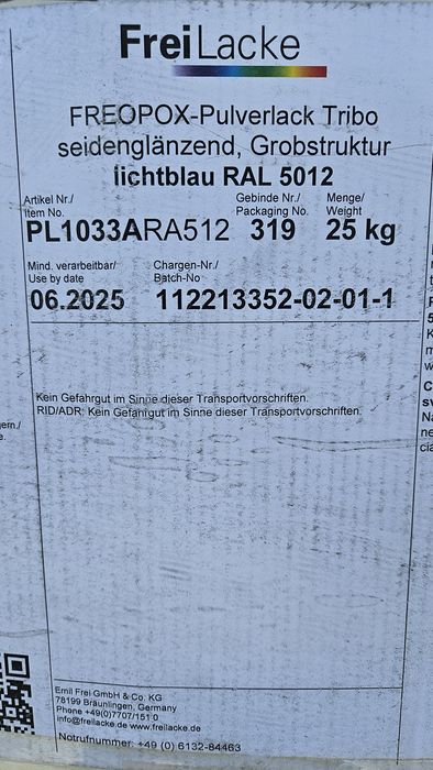 Farba proszkowa 25kg niebieska RAL 5012