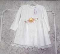 Biała sukienka koronkowa, rozmiar 92