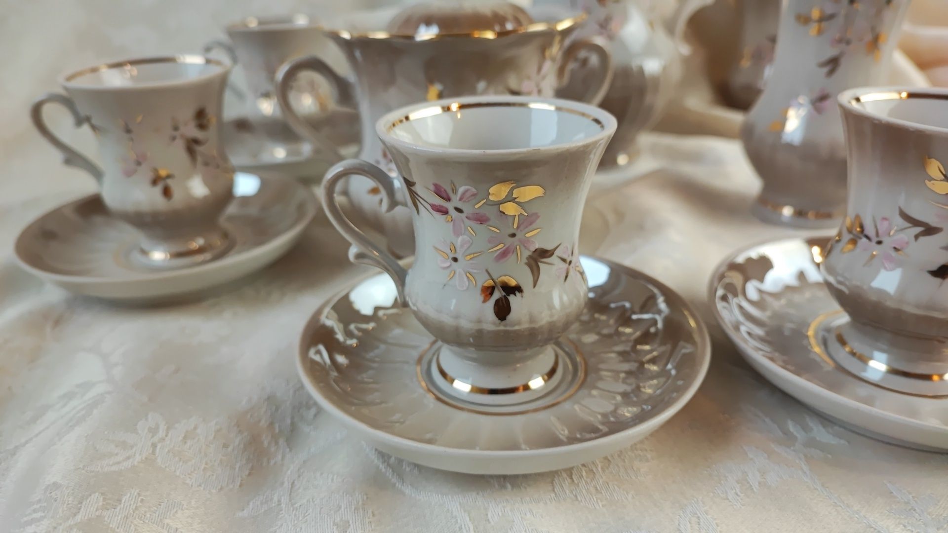 .Serwis kawowy Ręcznie malowany Porcelana  ZSRR.Ukraina HOR