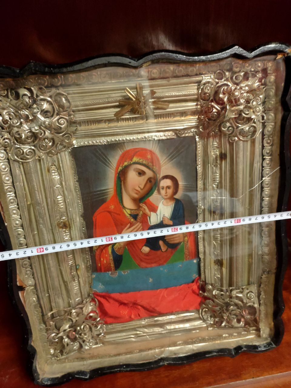 Ікона в окладі, золото, Богородиця, велика , вінтаж, колекція