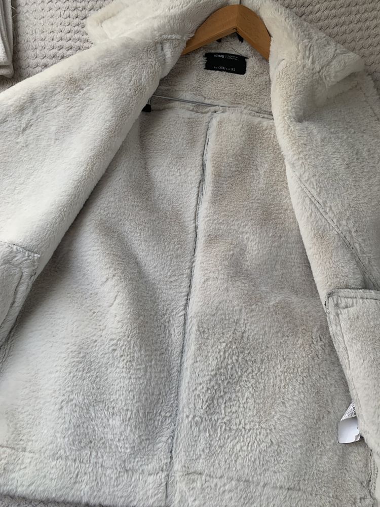Zimowa kurtka skórzana z kożuszkiem ocieplana xs