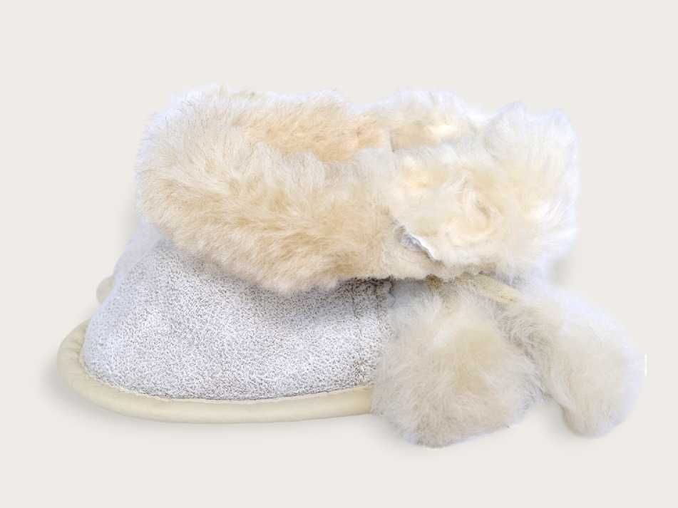 Bamboszki góralskie paputki niechodki buciki naturalna skórzane 12cm