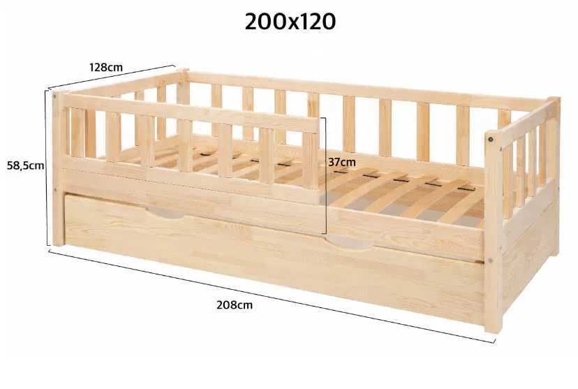 Leo –malowane białe łóżko niskie na wymiar z szufladami 200x120 180x90