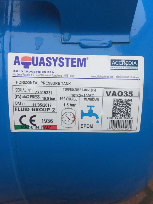 Горизонтальний гідроакумулятор Aquasystem VAO 35