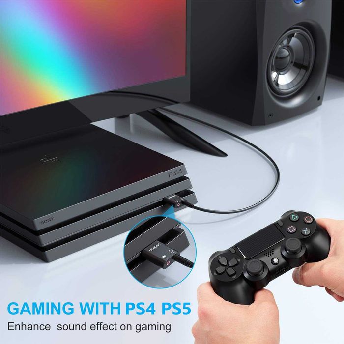 Zewnętrzna karta dźwiękowa USB Sound Card do komputera laptopa PS4 PS5