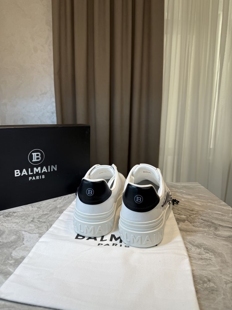 Кожаные кроссовки кеды мужские balmain сникерсы