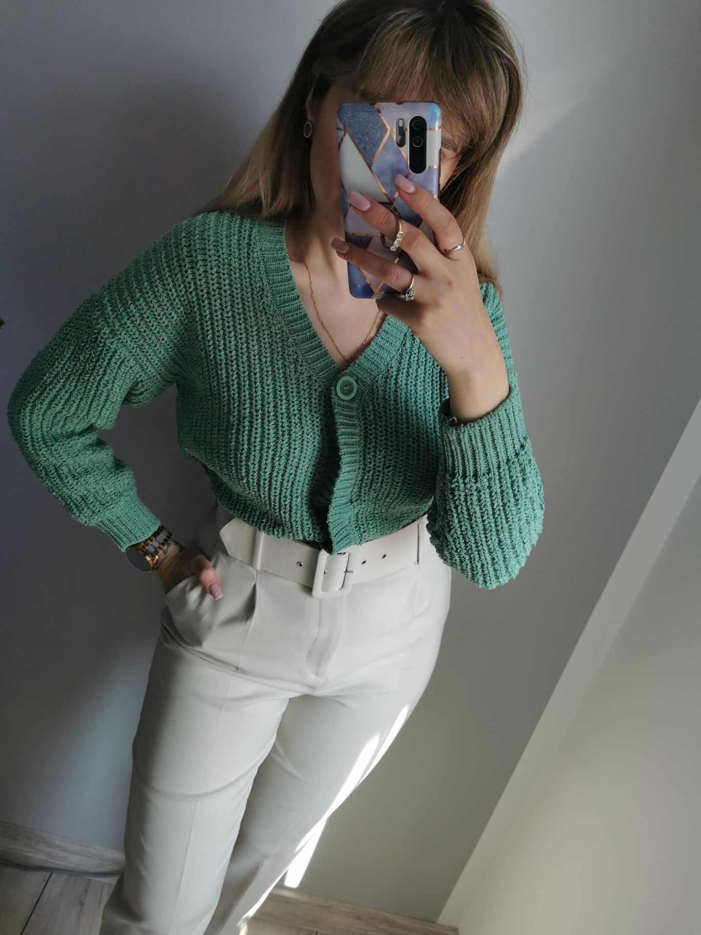 Zielony kardigan Zara 164 cm XS 34 S 36 green cardigan