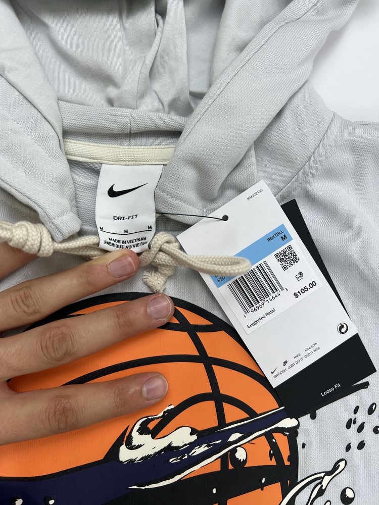Xуді без флісу Nike Basketball Dri-Fit graphic in gray FB7137-025