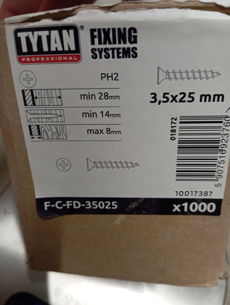 Wkręty do drewna 3,5 x 25 mm fosfatowane 1,6 kg, ponad 1600 szt czarne