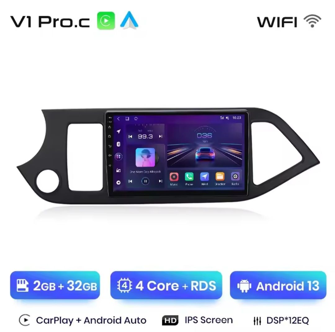 Rádio Kia Picanto 2011-17 com Carplay e android auto 2/32GB Wi-Fi GPS