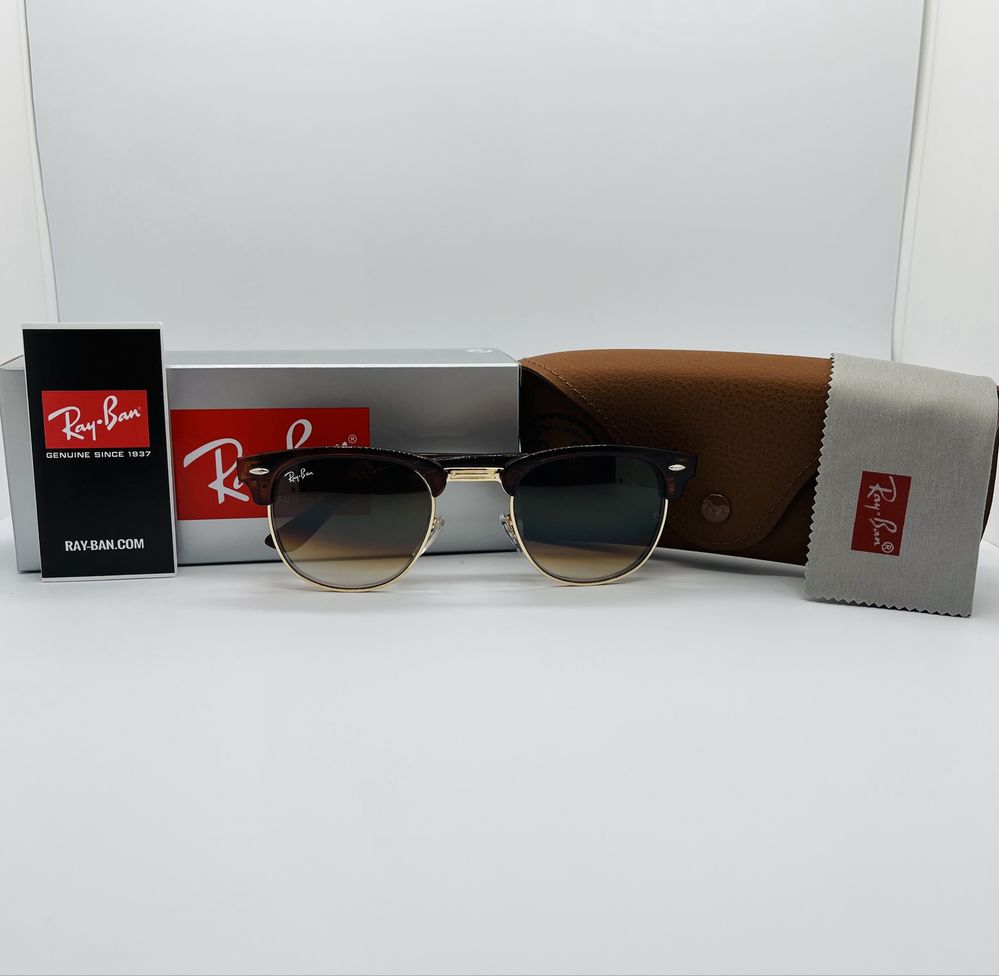 Солнцезащитные очки Ray Ban Clubmaster RB3016 Brown Gradient 51 стекло