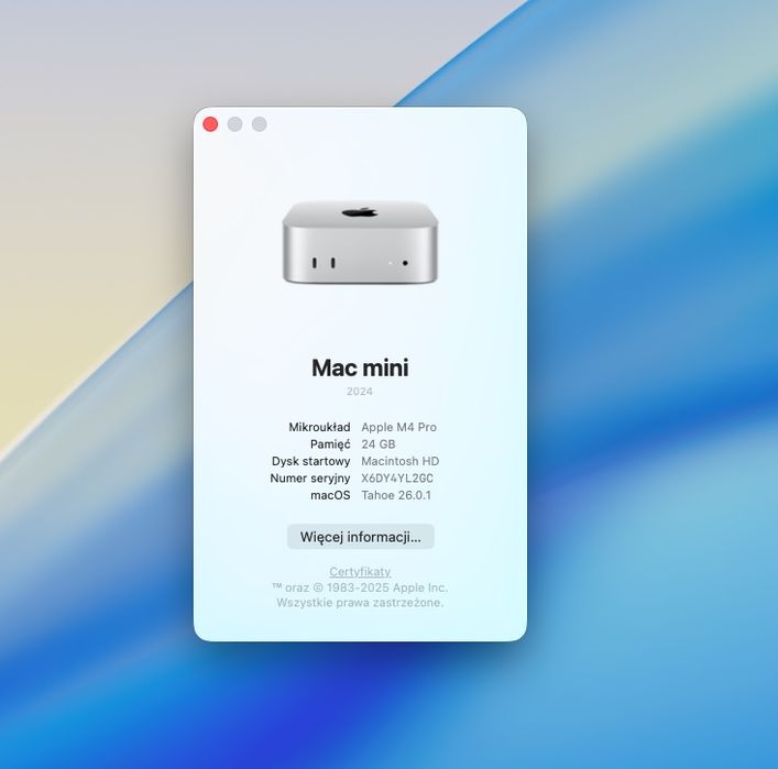 Apple Mac Mini M4 Pro 14-Core CPU/20-Core GPU/24GB/512SSD