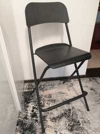 Krzesło hoker wysoki  składany z oparciem czarny, Ikea FRANKLIN.