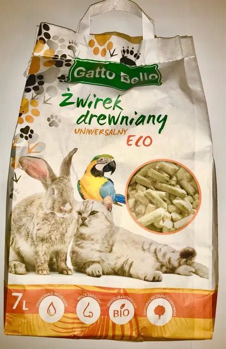 Żwirek drewniany Gatto Bello niezbrylajacy się 7 l - zestaw 4 sztuk