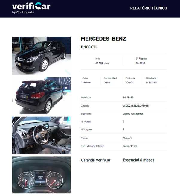 Mercedes B180 CDI - 61.500 km (com certificado e garantia Controlauto)