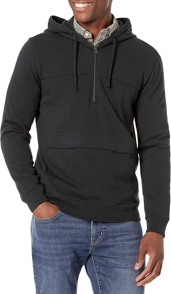 Męski Anorak GOODTHREADS Heritag Wash Lekka Frotte Bawełna Czarny XXL