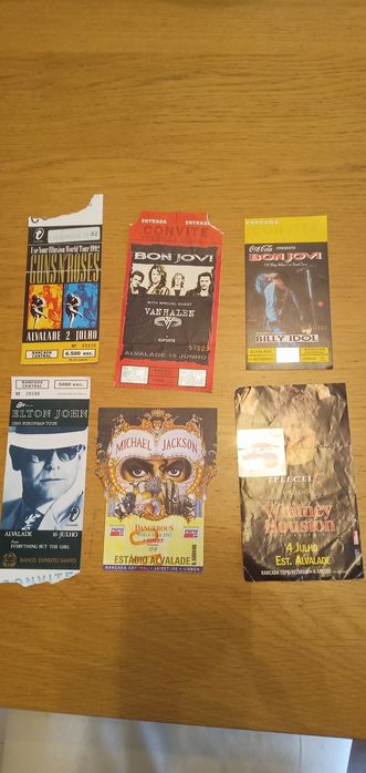 Bilhetes concertos dos anos 90