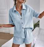 Conjunto calções e camisa azul