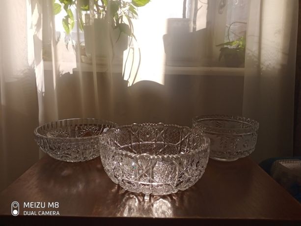 Красивые хрустальные вазы СССР, чешский хрусталь