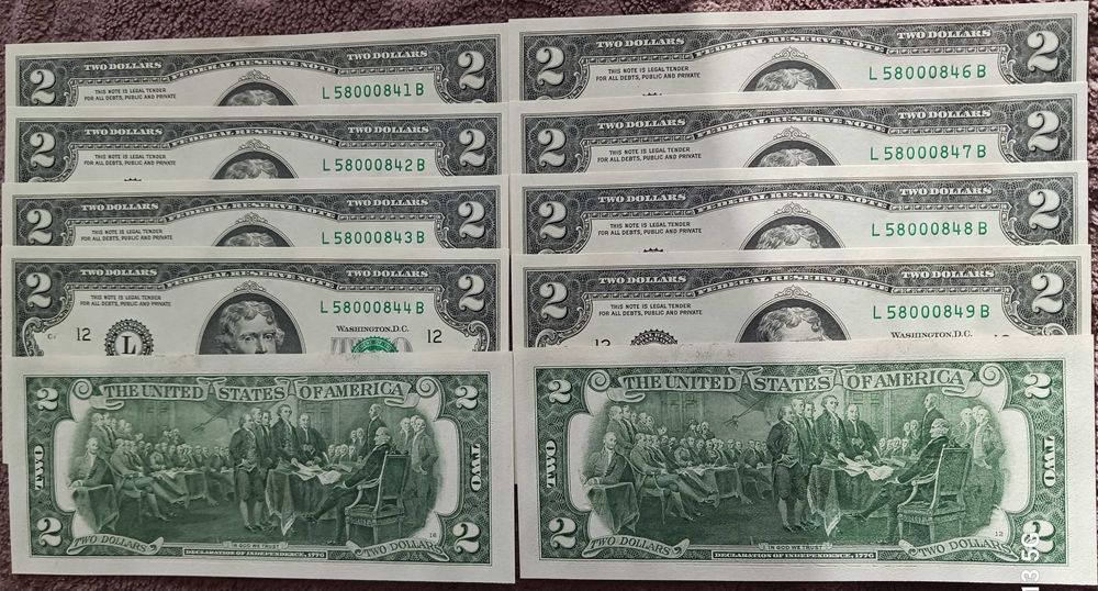 10 x 2 $ USA T. Jefferson 2017 r. men."L"-San Francisco - seria"A"