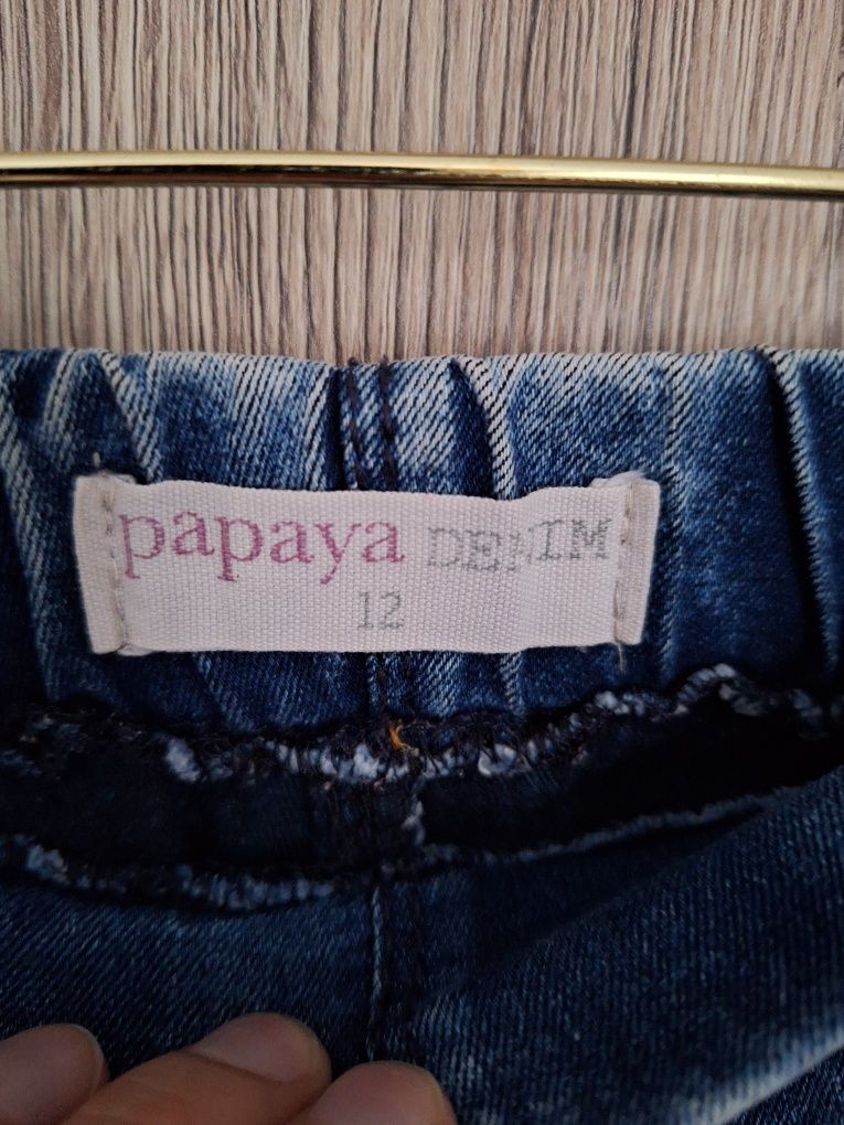 Niebieskie spodnie rurki denim damskie Papaya rozmiar 40