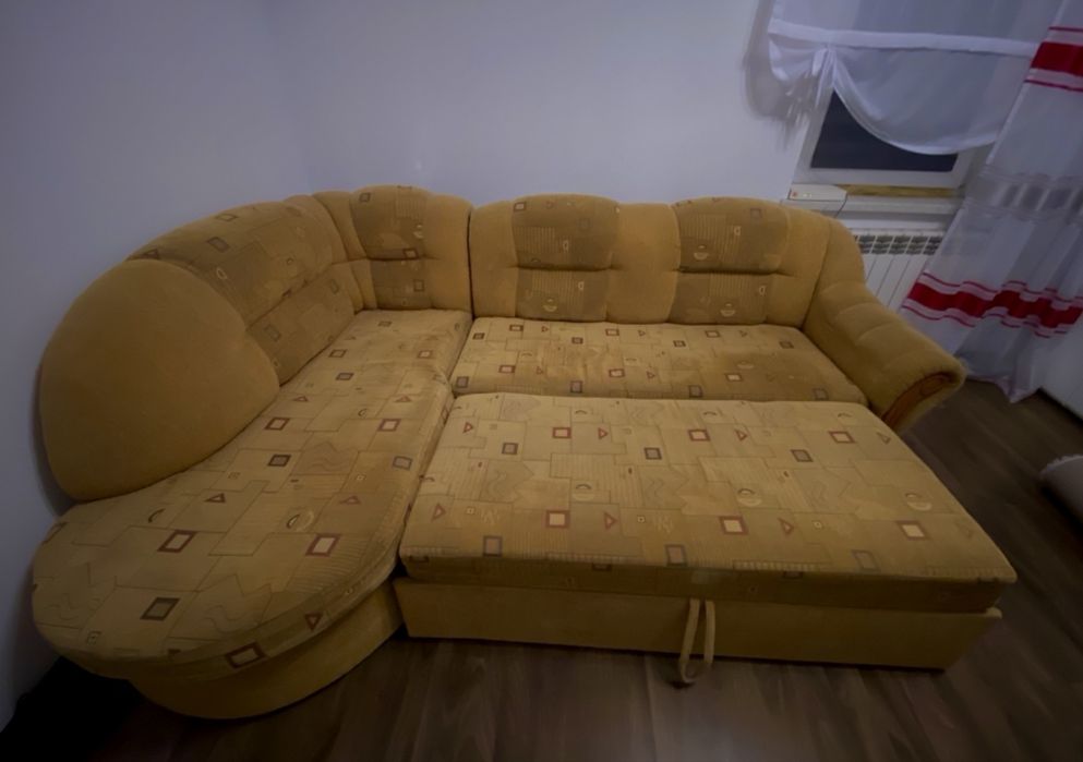 Rogówka Narożnik z Funkcja spania 2x2,5m rozkładane łóżko do salonu