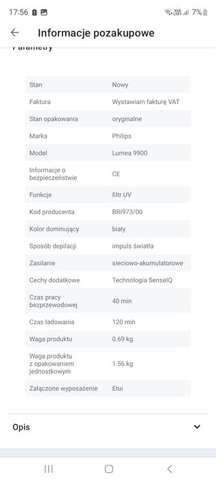 Depilator laserowy Philips