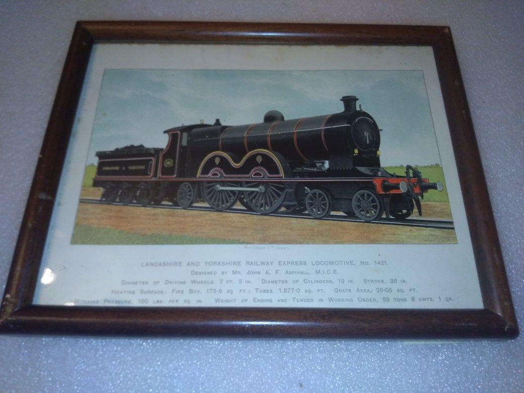 Antiga gravura locomotiva comboio