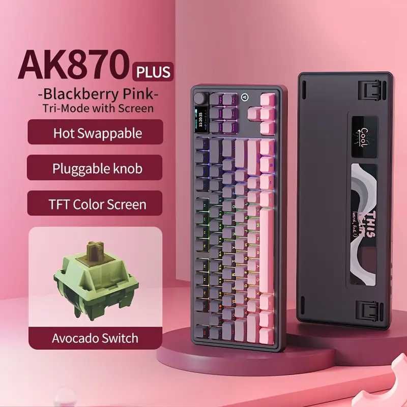 AJAZZ AK870 PLUS бездротова RGB DIY клавіатура з TFT-екраном + switch