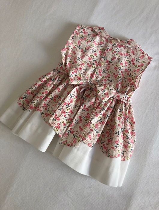Vestido gola com flores e bordados | 12 meses
