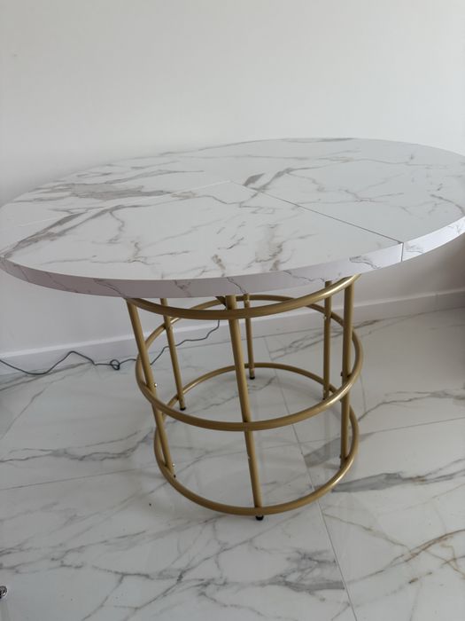 Glamour stół do jadalni zloto marmur okragly stół jadalniany