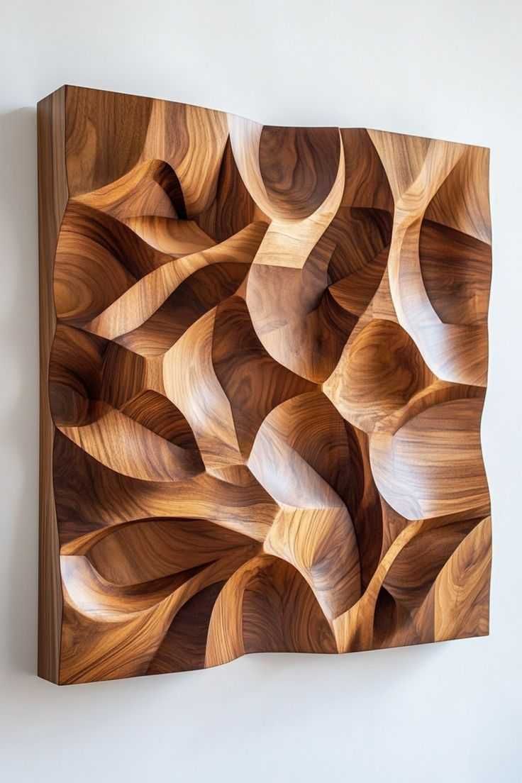 Panel dekoracyjny 3D z drewna – fale, indywidualne wzory, ozdoba