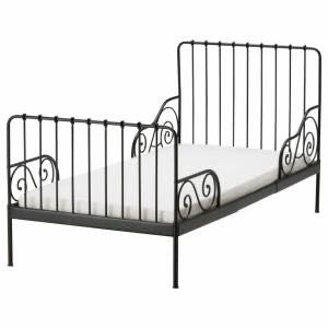 Łóżko Ikea minnen ze stelażem rosnące z dzieckiem czarne