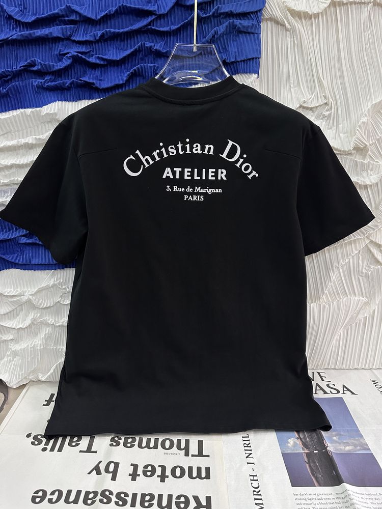 Czarny klasyczny tshirt koszulka Christian Dior