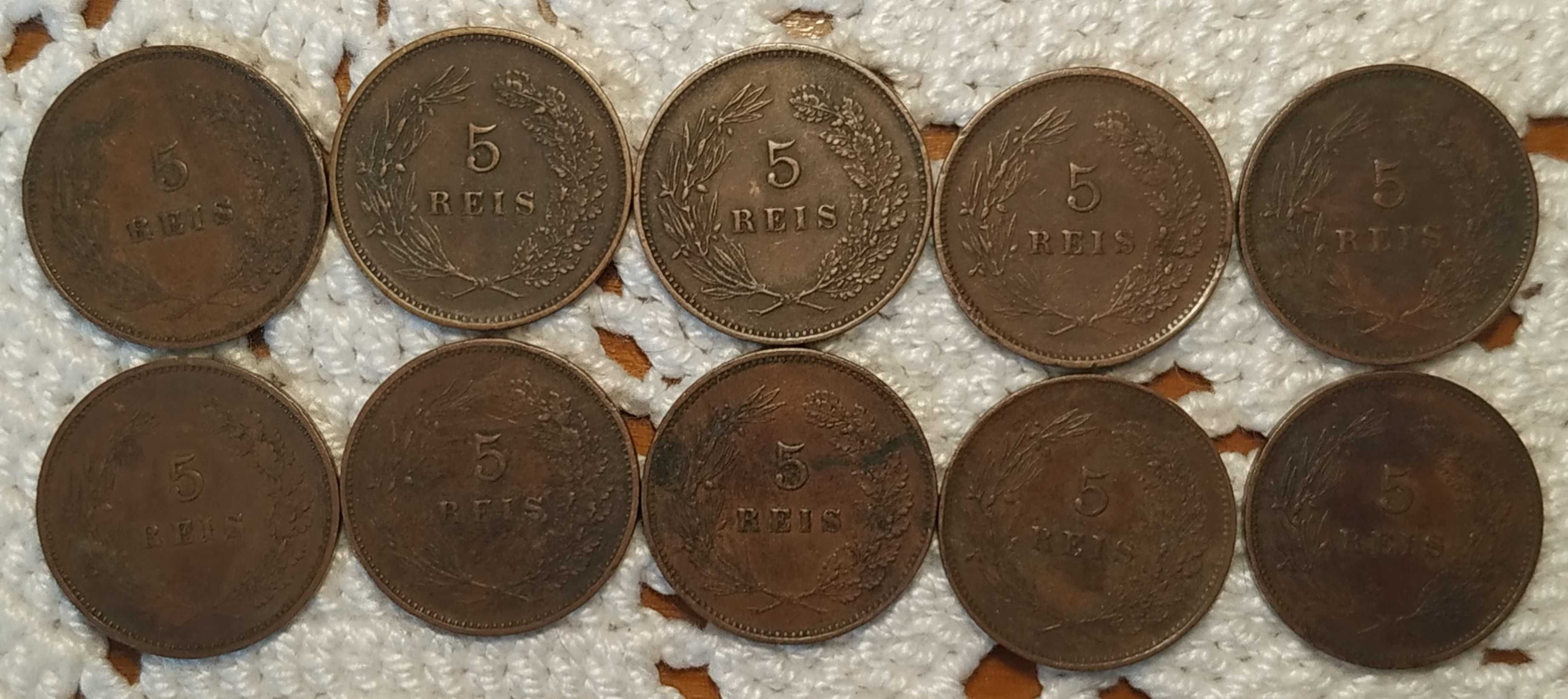 Lote de 10 moedas de 5 reis de 1906