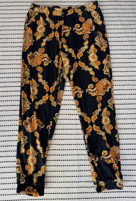 Calças com estampado amarelo/laranja (M 40/42)