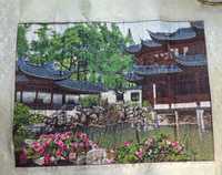 Obraz haftowany pamiątka z Japonii" - rękodzieło 40 x 50 cm