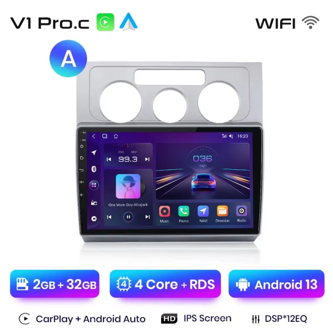 Rádio 10" Android Volkswagen TOURAN 2003-10 CARPLAY WIFI GPS 2/32GB
