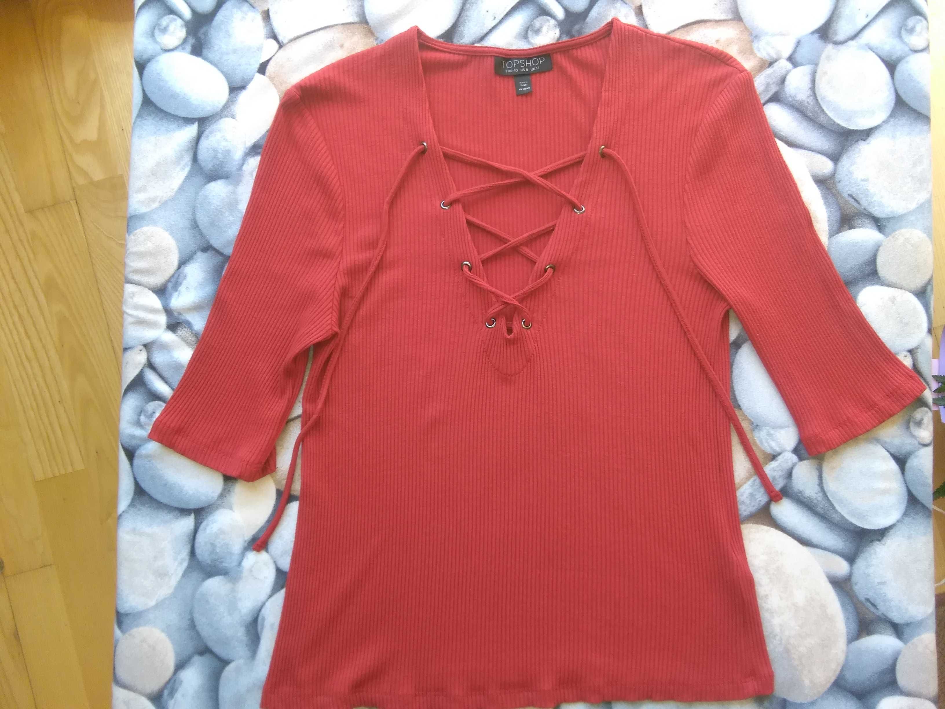 Bluzka TOP SHOP koszulka przewiewna czerwona  r. 40 42 L XL