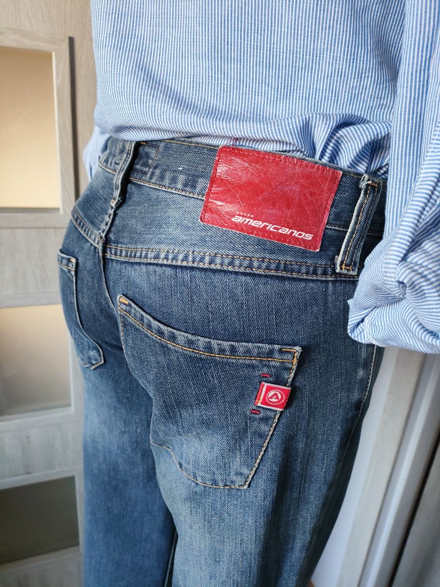 Niebieskie jeansy straight slim leg Americanos Vintage M