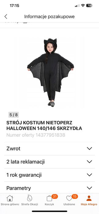 Stroy Kostium Przebranie NIETOPERZ