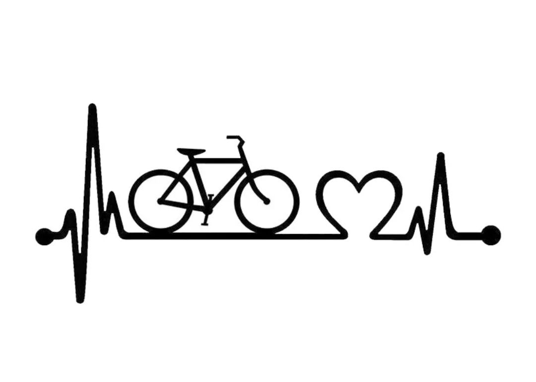 I LOVE ROWER - EKG - 18cm x 8cm- czarna naklejka na auto kamper ścianę