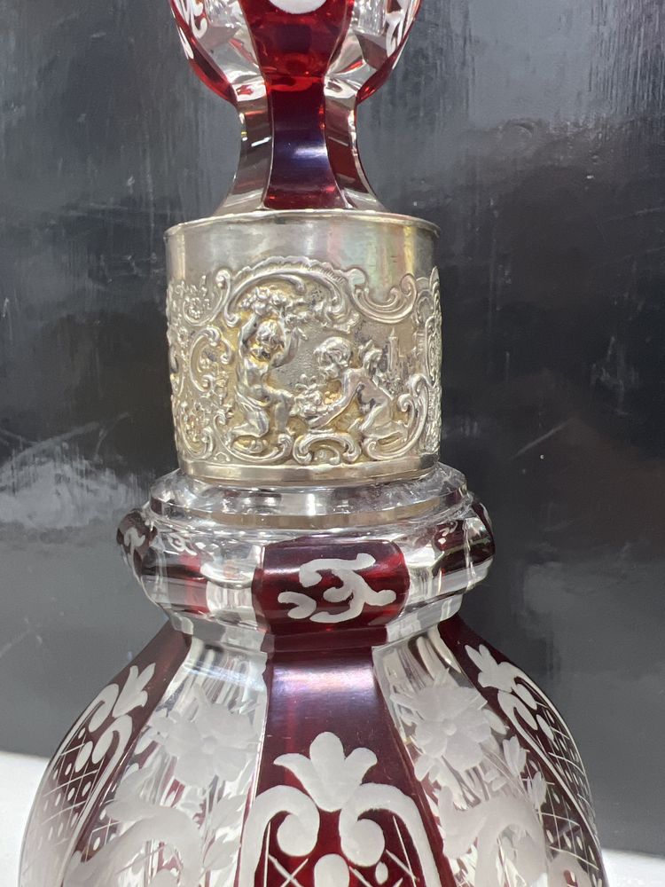 Garrafa Cristal Boémia com Prata