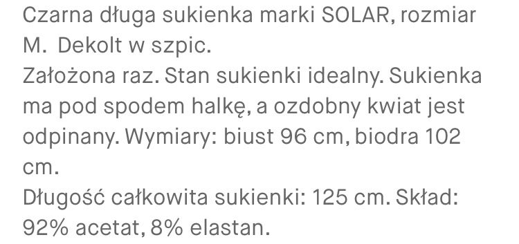 Elegancka sukienka SOLAR, Stan idealny, Rozmiar M.