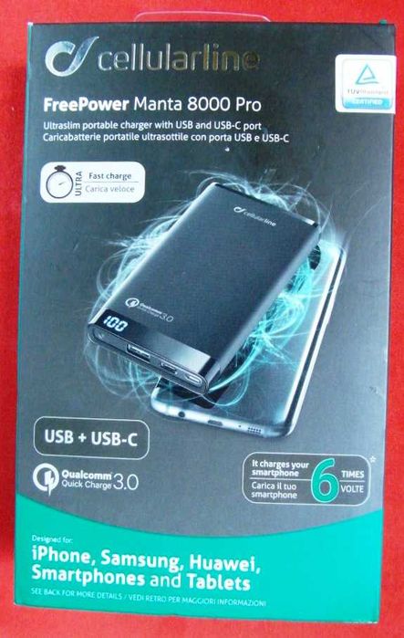 Powerbank Manta CellularLine Freepower Pro 8000mAh USB C QC3.0