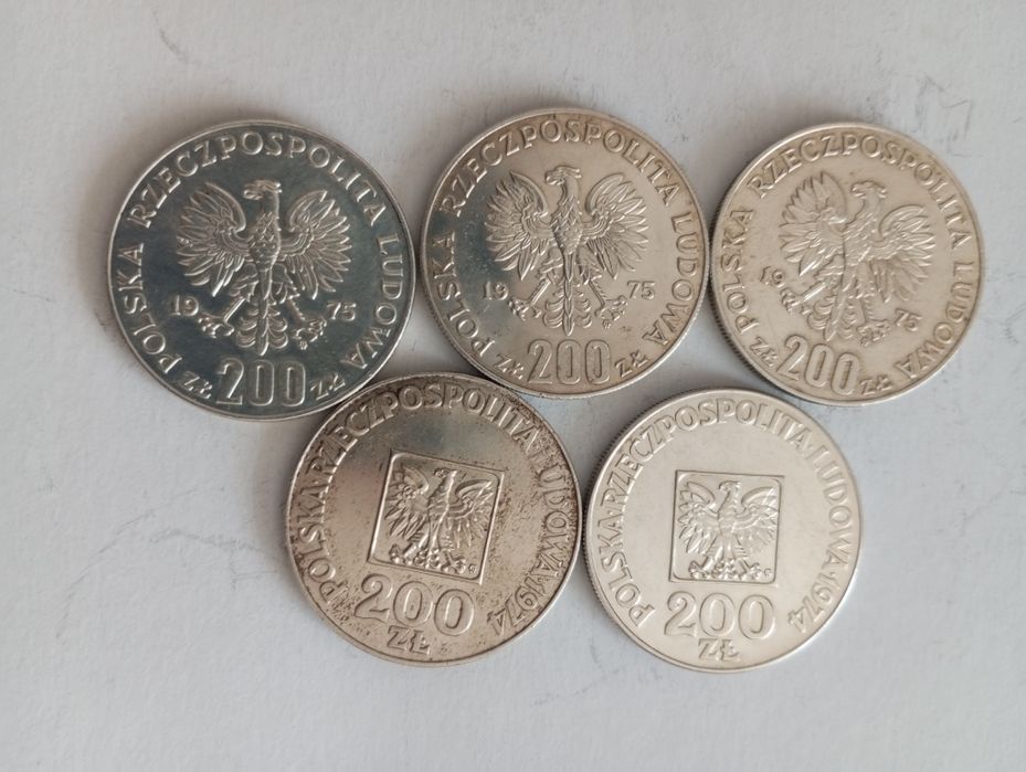 Monety Srebrne 200zl z PRL dwa zestawy