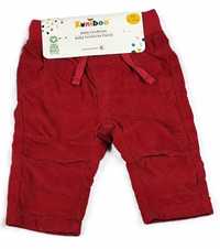 Dziecięce spodnie sztruksowe 100% bawełna r. 62 czerwone bordowe